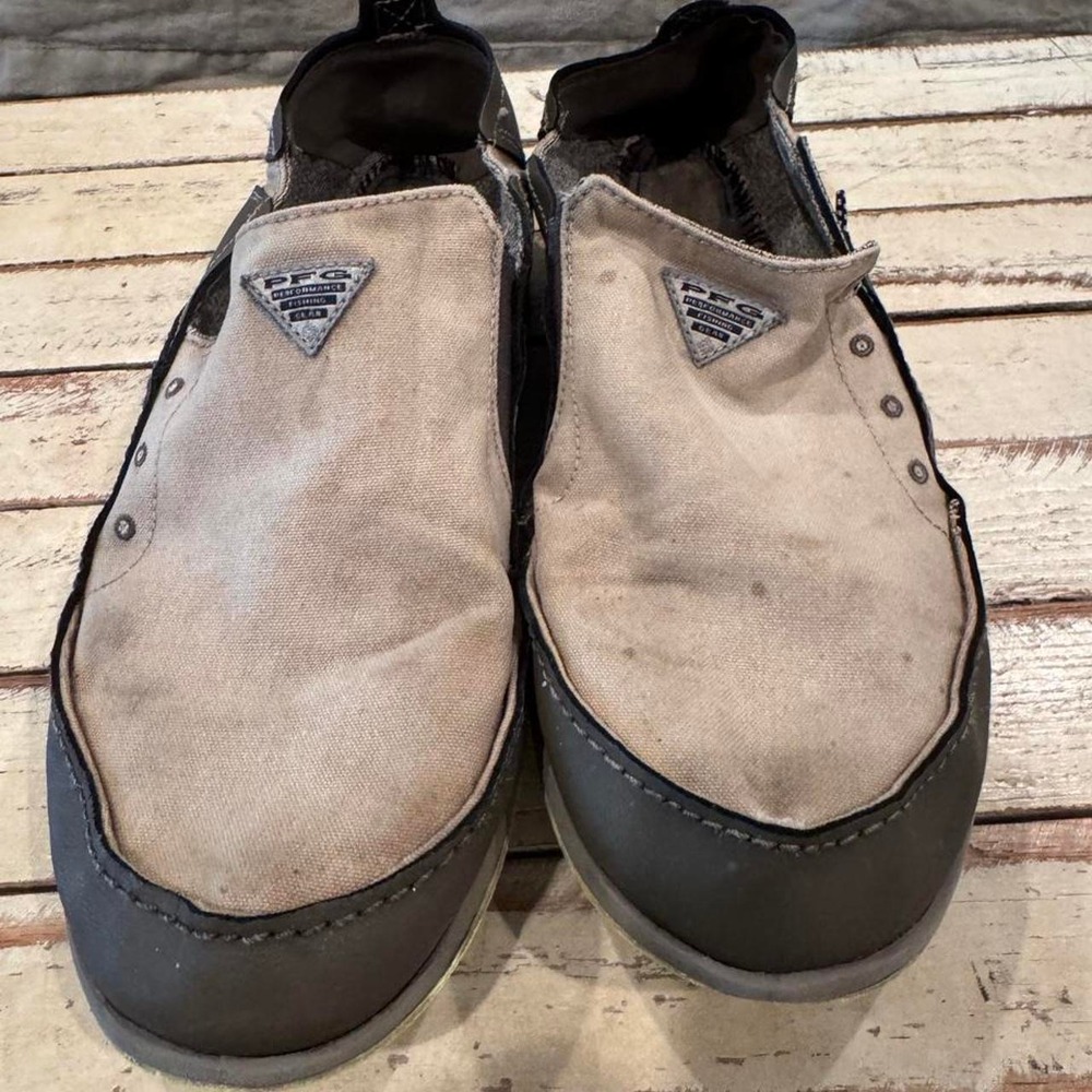 Columbia PFG Mens Bahama Vent Boat Shoes Brown Canvas Slip On BM2613-001 Size 12